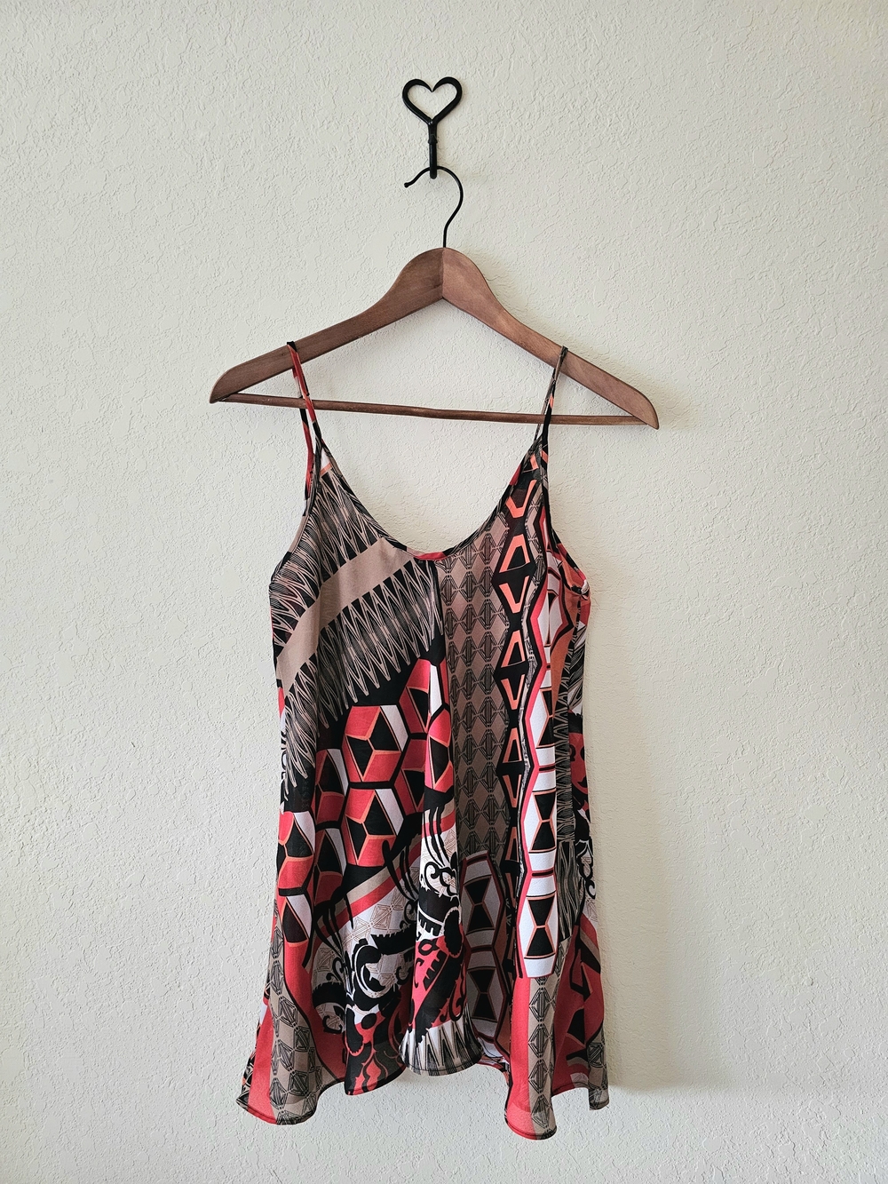 Bisou Bisou Geometric-Print Tank Top in Red, Tan & Black